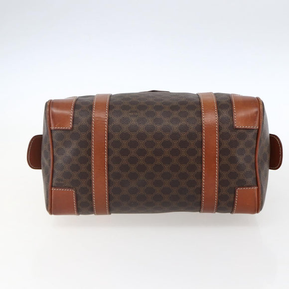 CELINE Macadam Canvas Hand Bag PVC Leather Brown Gold Auth 170257