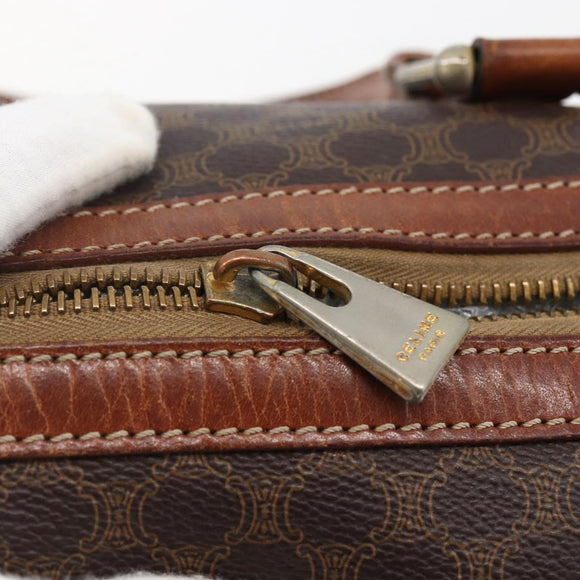 CELINE Macadam Canvas Hand Bag PVC Leather Brown Gold Auth 170257