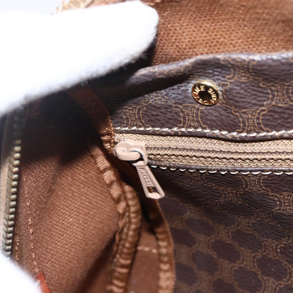 CELINE Macadam Canvas Hand Bag PVC Leather Brown Gold Auth 170257
