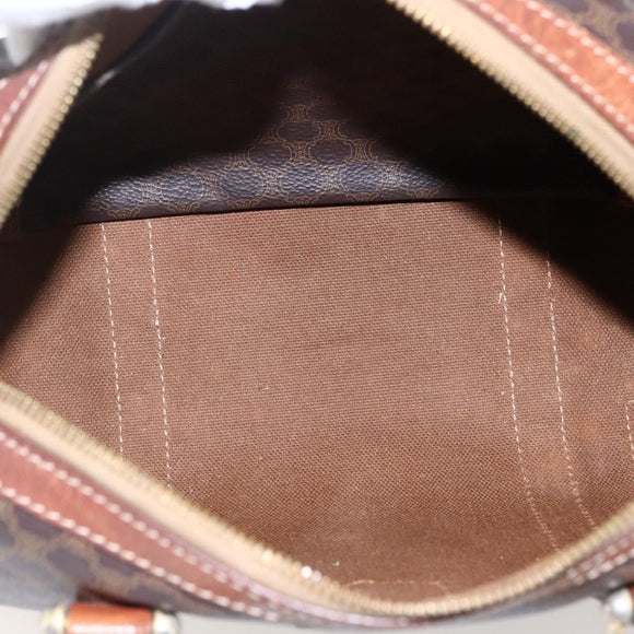 CELINE Macadam Canvas Hand Bag PVC Leather Brown Gold Auth 170257