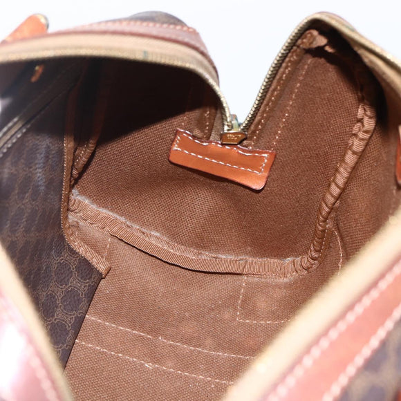 CELINE Macadam Canvas Hand Bag PVC Leather Brown Gold Auth 170257