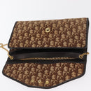 Christian Dior Chain Trotter Canvas Shoulder Bag Brown Gold Auth 170258-10