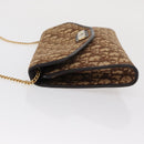 Christian Dior Chain Trotter Canvas Shoulder Bag Brown Gold Auth 170258-4