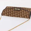 Christian Dior Chain Trotter Canvas Shoulder Bag Brown Gold Auth 170258-6