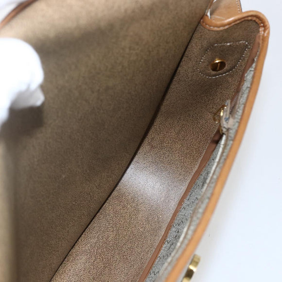 Christian Dior Honeycomb Canvas Shoulder Bag PVC Beige Gold Auth 170259