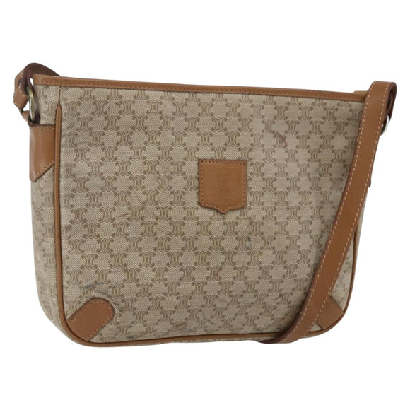 CELINE Macadam Canvas Shoulder Bag PVC Beige Auth 170260