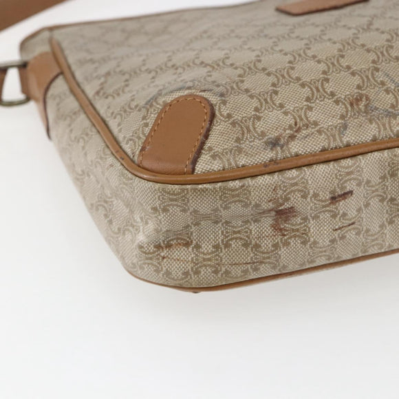 CELINE Macadam Canvas Shoulder Bag PVC Beige Auth 170260