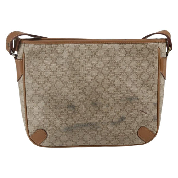 CELINE Macadam Canvas Shoulder Bag PVC Beige Auth 170260