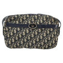 Christian Dior Trotter Canvas Shoulder Bag Navy Gold Auth 170261-13