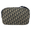 Christian Dior Trotter Canvas Shoulder Bag Navy Gold Auth 170261-2