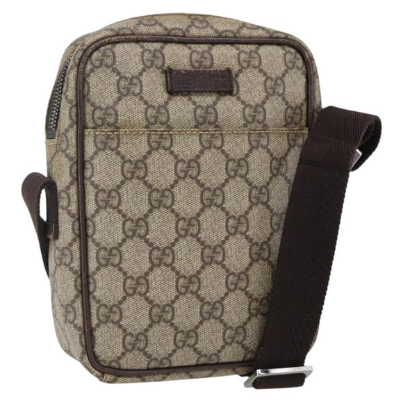 GUCCI GG Supreme Shoulder Bag PVC Beige Silver 122754 Auth 170265