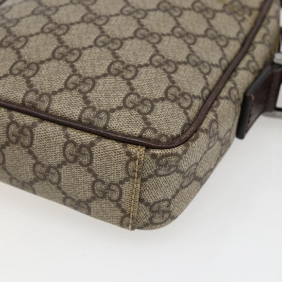 GUCCI GG Supreme Shoulder Bag PVC Beige Silver 122754 Auth 170265