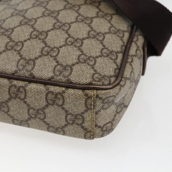 GUCCI GG Supreme Shoulder Bag PVC Beige Silver 122754 Auth 170265
