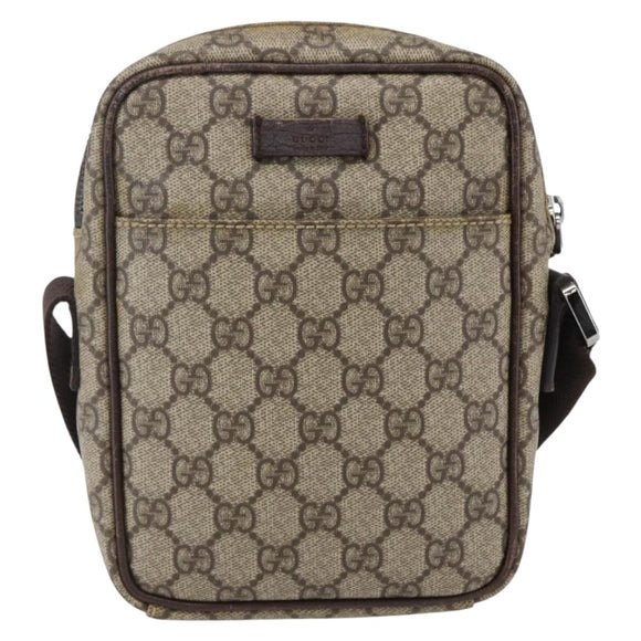 GUCCI GG Supreme Shoulder Bag PVC Beige Silver 122754 Auth 170265