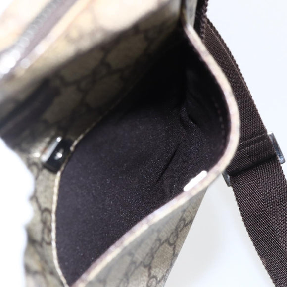 GUCCI GG Supreme Shoulder Bag PVC Beige Silver 122754 Auth 170265