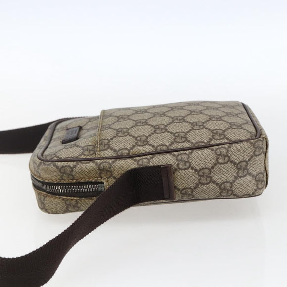 GUCCI GG Supreme Shoulder Bag PVC Beige Silver 122754 Auth 170265