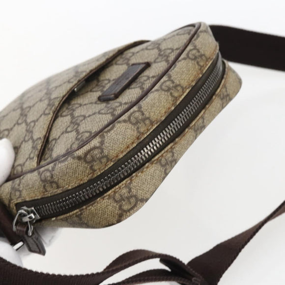GUCCI GG Supreme Shoulder Bag PVC Beige Silver 122754 Auth 170265