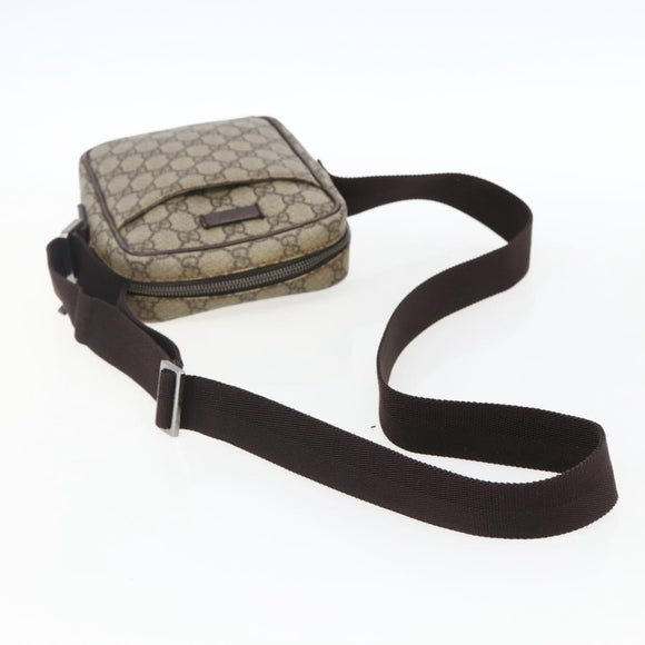 GUCCI GG Supreme Shoulder Bag PVC Beige Silver 122754 Auth 170265
