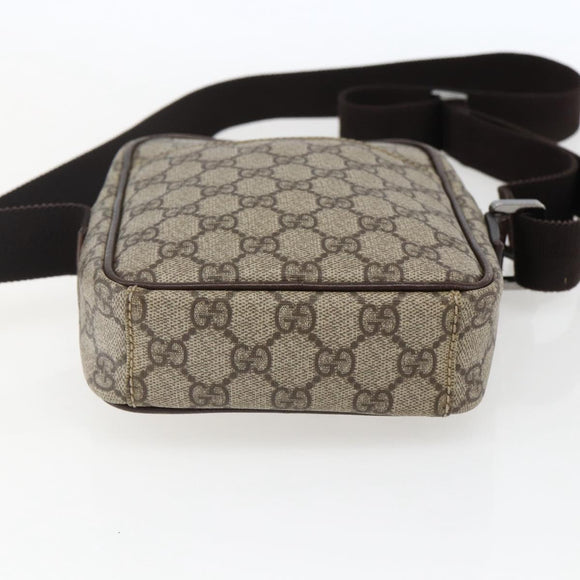 GUCCI GG Supreme Shoulder Bag PVC Beige Silver 122754 Auth 170265