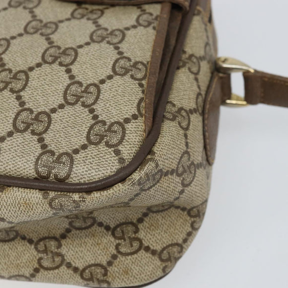 GUCCI GG Supreme Web Sherry Line Bag PVC Beige Gold 904 02 049 Auth 170266