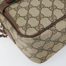 GUCCI GG Supreme Web Sherry Line Bag PVC Beige Gold 904 02 049 Auth 170266-15