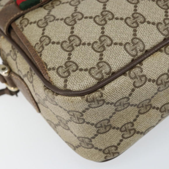 GUCCI GG Supreme Web Sherry Line Bag PVC Beige Gold 904 02 049 Auth 170266