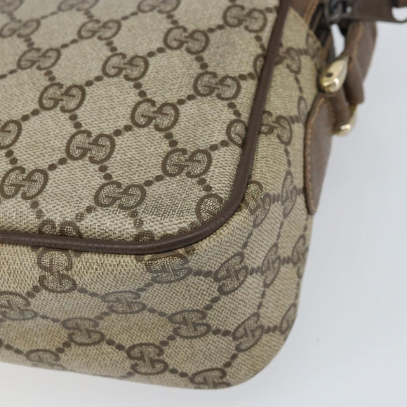 GUCCI GG Supreme Web Sherry Line Bag PVC Beige Gold 904 02 049 Auth 170266