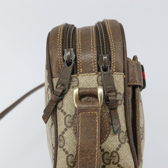 GUCCI GG Supreme Web Sherry Line Bag PVC Beige Gold 904 02 049 Auth 170266