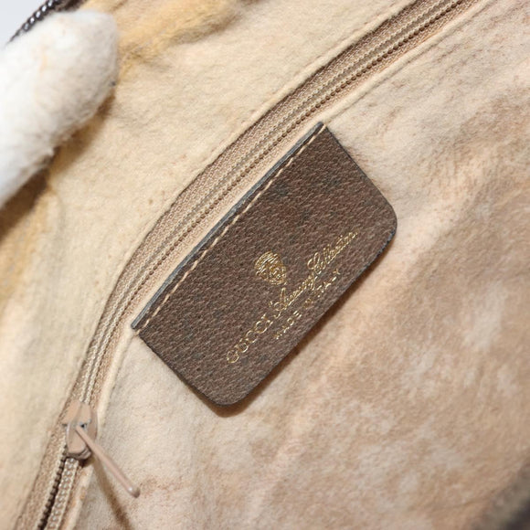 GUCCI GG Supreme Web Sherry Line Bag PVC Beige Gold 904 02 049 Auth 170266