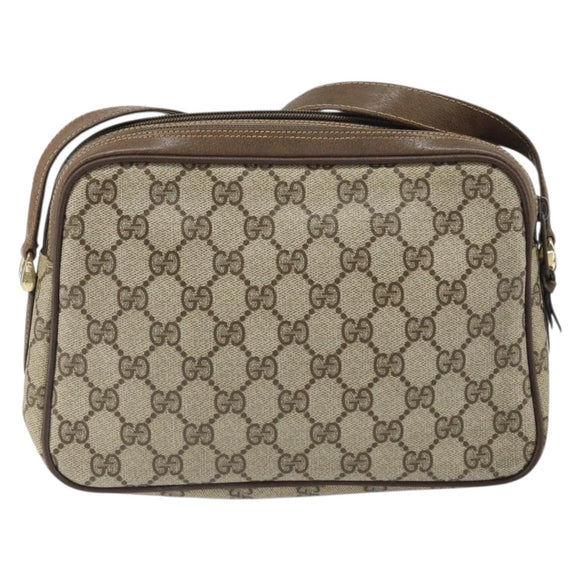 GUCCI GG Supreme Web Sherry Line Bag PVC Beige Gold 904 02 049 Auth 170266
