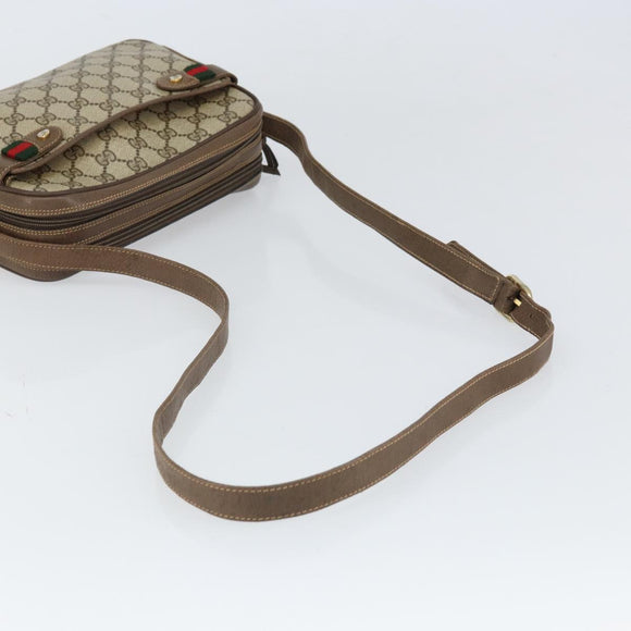 GUCCI GG Supreme Web Sherry Line Bag PVC Beige Gold 904 02 049 Auth 170266