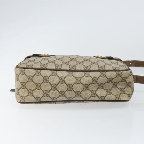 GUCCI GG Supreme Web Sherry Line Bag PVC Beige Gold 904 02 049 Auth 170266