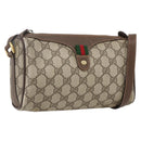 GUCCI GG Supreme Web Sherry Line Bag PVC Beige Gold 89 02 018 Auth 170267-1