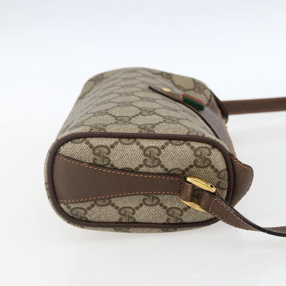 GUCCI GG Supreme Web Sherry Line Bag PVC Beige Gold 89 02 018 Auth 170267