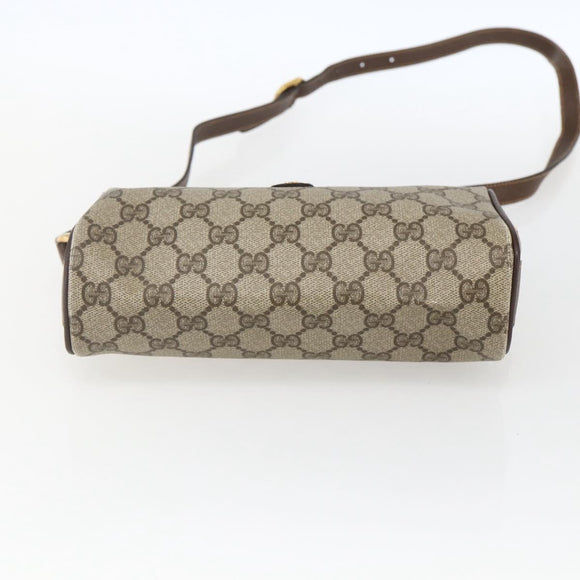 GUCCI GG Supreme Web Sherry Line Bag PVC Beige Gold 89 02 018 Auth 170267