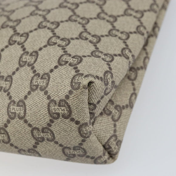 GUCCI GG Plus Supreme Clutch Bag PVC Beige Gold Auth 170268A