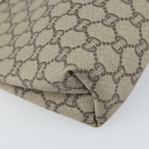 GUCCI GG Plus Supreme Clutch Bag PVC Beige Gold Auth 170268A