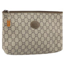 GUCCI GG Plus Supreme Clutch Bag PVC Beige Gold Auth 170268A-1