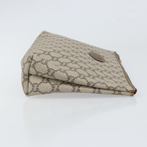 GUCCI GG Plus Supreme Clutch Bag PVC Beige Gold Auth 170268A