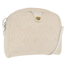Christian Dior Honeycomb Canvas Shoulder Bag PVC White Gold Auth 170269-1