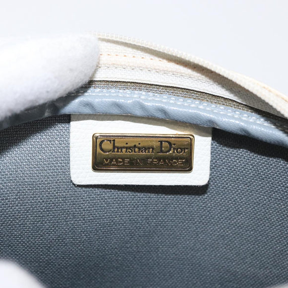 Christian Dior Honeycomb Canvas Shoulder Bag PVC White Gold Auth 170269
