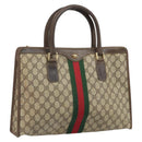 GUCCI GG Supreme Web Sherry Line Hand Bag PVC Beige Gold 010 378 Auth 170272-1
