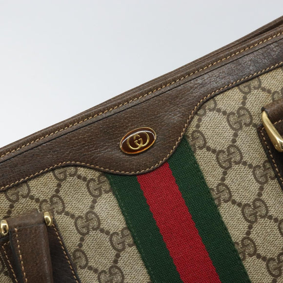 GUCCI GG Supreme Web Sherry Line Hand Bag PVC Beige Gold 010 378 Auth 170272