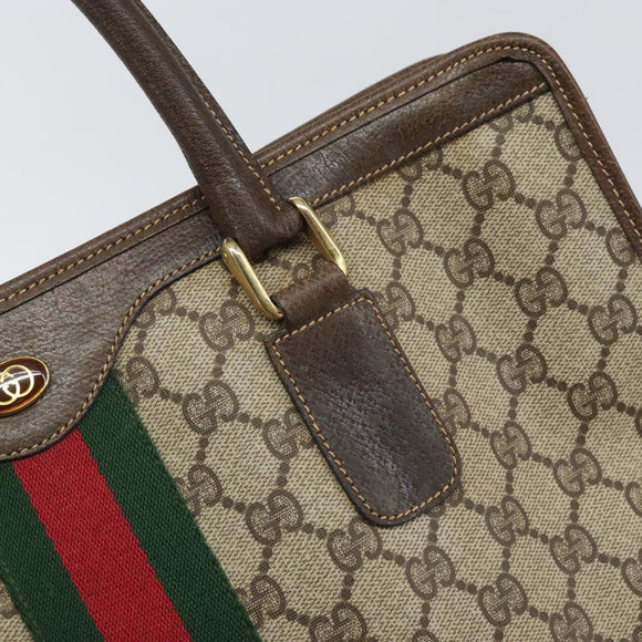 GUCCI GG Supreme Web Sherry Line Hand Bag PVC Beige Gold 010 378 Auth 170272