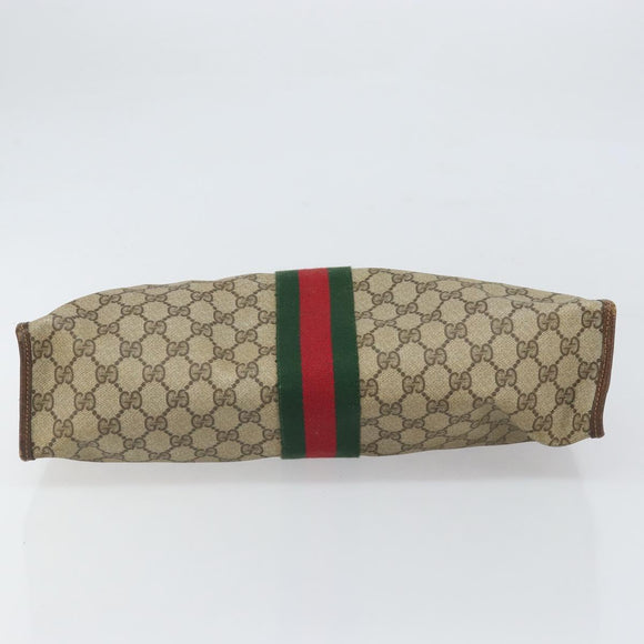 GUCCI GG Supreme Web Sherry Line Hand Bag PVC Beige Gold 010 378 Auth 170272