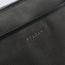 BVLGARI Shoulder Bag PVC Leather Gray Silver Auth 170273-17