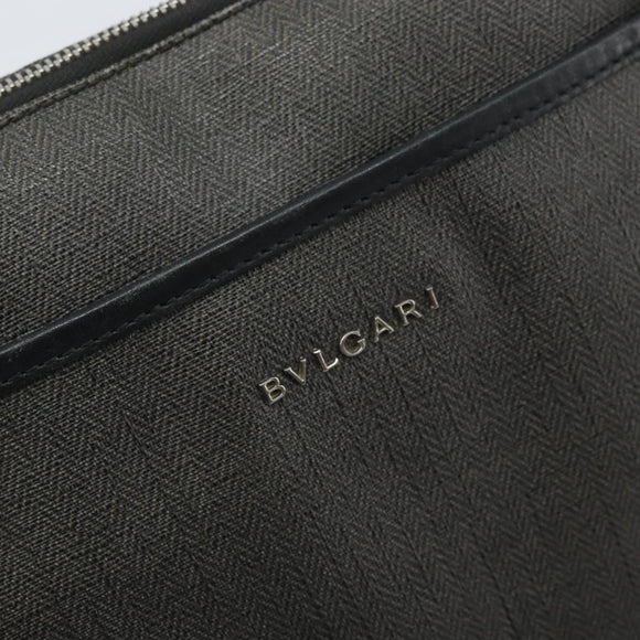BVLGARI Shoulder Bag PVC Leather Gray Silver Auth 170273