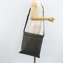 BVLGARI Shoulder Bag PVC Leather Gray Silver Auth 170273-24