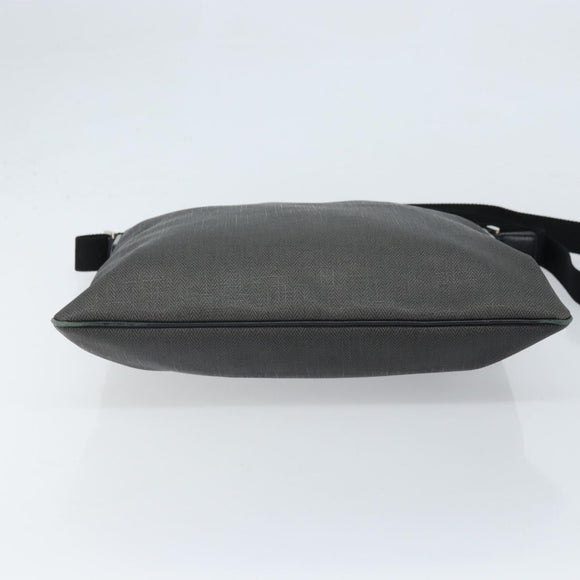 BVLGARI Shoulder Bag PVC Leather Gray Silver Auth 170273