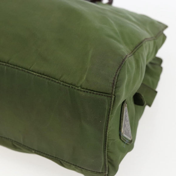 PRADA Hand Bag Nylon Green Auth 170274